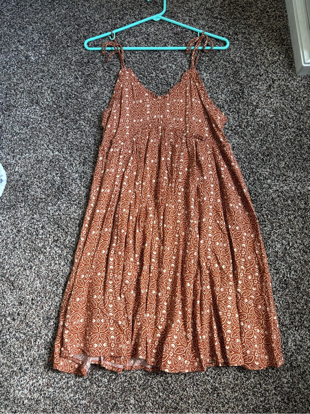 Patrons of Peace Rust-Patterned Maxi Dress with White Motif